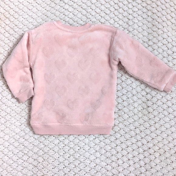 H&M Baby Pink Hearts Fuzzy Sweater - Picture 2 of 5